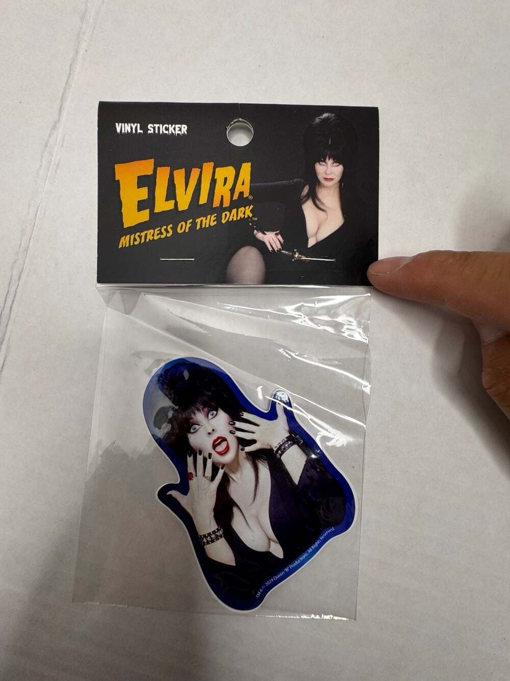 Elvira Mistress of the Dark Vinyl Sticker Shocked Face